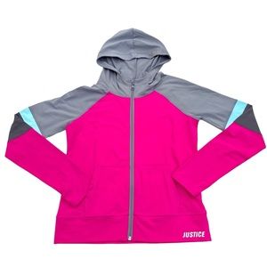 Justice Activewear Pink & Gray Full Zip Jacket Girl Size 14